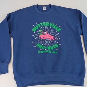 Vintage Snowmobile Club Sweatshirt NUTTERVILLE SNO-NUTS Super Sweats Pullover XL